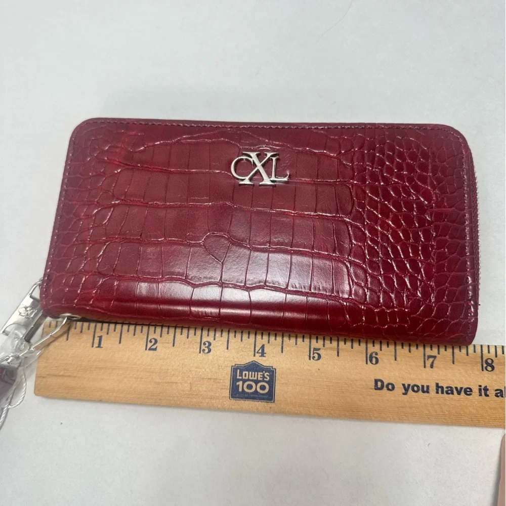 CXL‎ by Christian Lacroix Kara Croco Zip Around Wristlet Wallet Red NWT